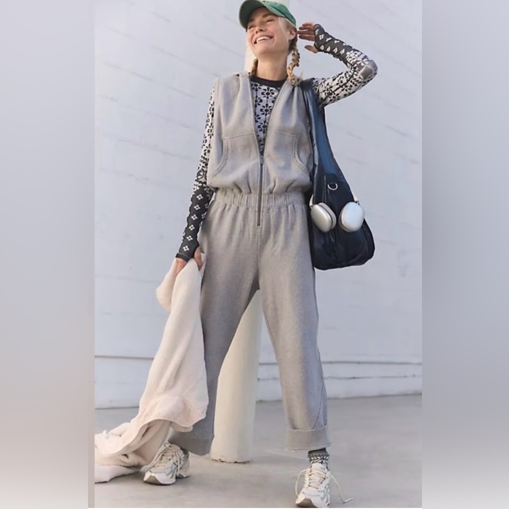 Free People Set Go Onesie Heather Gray Size s